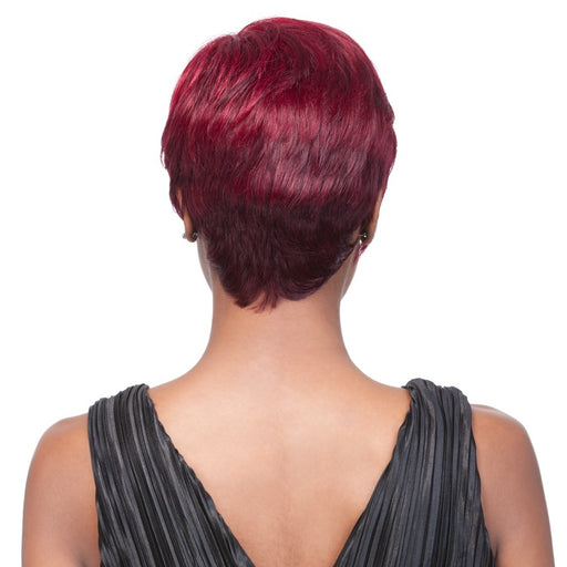 It Is A Human Hair Weave Cap HH Andi Wig,Thick Streaks Dark Wine/Deep Burgundy/BG