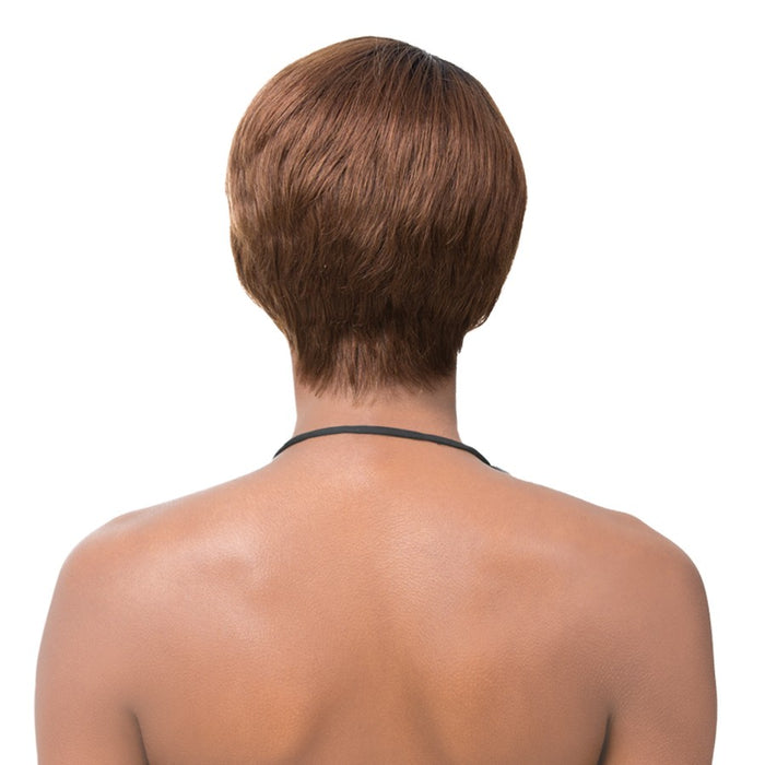 It'S A Cap Weave. 100 Percent Human Hair Full Wig HH Belle Ami,Dark Brown Roots With Light Auburn