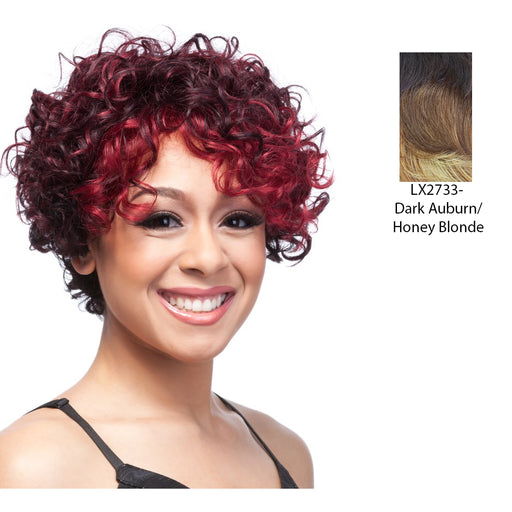Human Hair Wig,Two Tone Frost Blend Of Dark Auburn Layer Over Strawberry Blonde Bottom