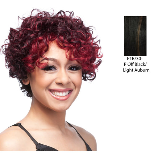 Human Hair Wig,Mix Off Black/Light Auburn
