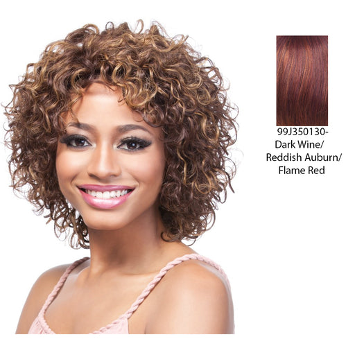 100 Percent Human Hair Wig,Blend Of Dark Wine, Dark Strawberry Blonde, And Flame Red