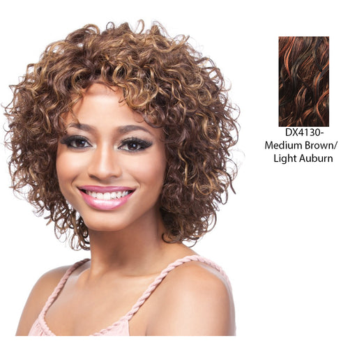 100 Percent Human Hair Wig,Two Tone Frost Blend Of Medium Brown And Light Auburn With Medium Brown Bottom