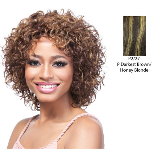 100 Percent Human Hair Wig,Darkest Brown Base With Strawberry Blonde Highlights