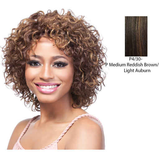 100 Percent Human Hair Wig,Medium Brown Base With Light Auburn Highlights