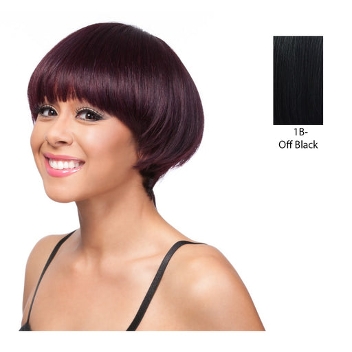 Human Hair Weaving Wig With Cap,Off Black