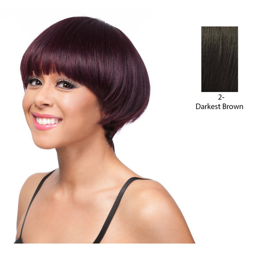 Human Hair Weaving Wig With Cap,Darkest Brown