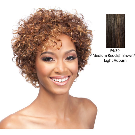 Weave Human Hair Wig,Medium Brown Base With Light Auburn Highlights