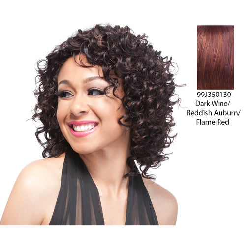 Human Hair Wig,Blend Of Dark Wine, Dark Strawberry Blonde, And Flame Red