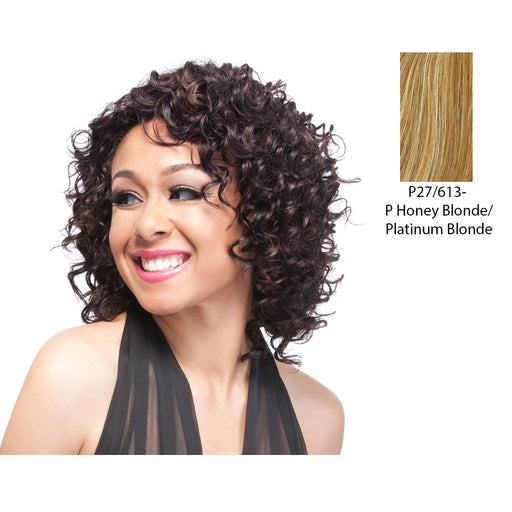 Human Hair Wig,Streaked Blend Of Strawberry Blonde And Platinum Blonde