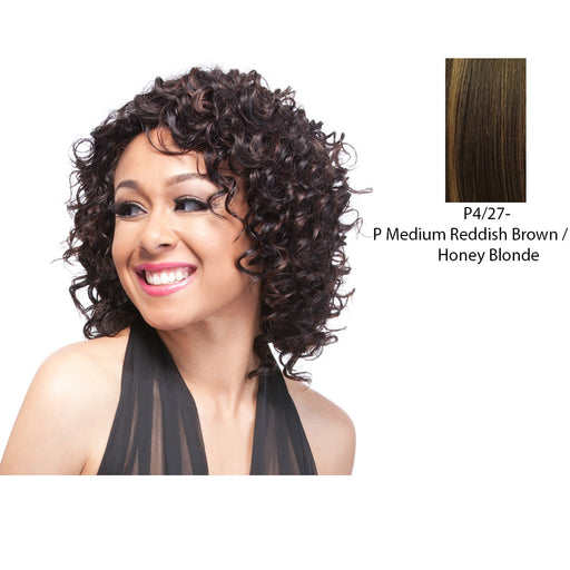 Human Hair Wig,Medium Brown Base With Strawberry Blonde Highlights