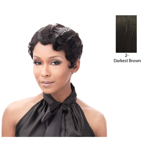 100 Percent Human Hair Wig Finger Roll,Darkest Brown