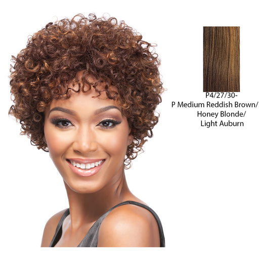 Human Hair Wig - HH Franciel,Streaked Blend Of Medium Brown, Strawberry Blonde, And Light Auburn