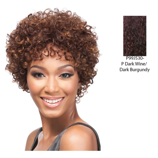 Human Hair Wig - HH Franciel,Streaked Blend Of Deep Wine And Dark Violet