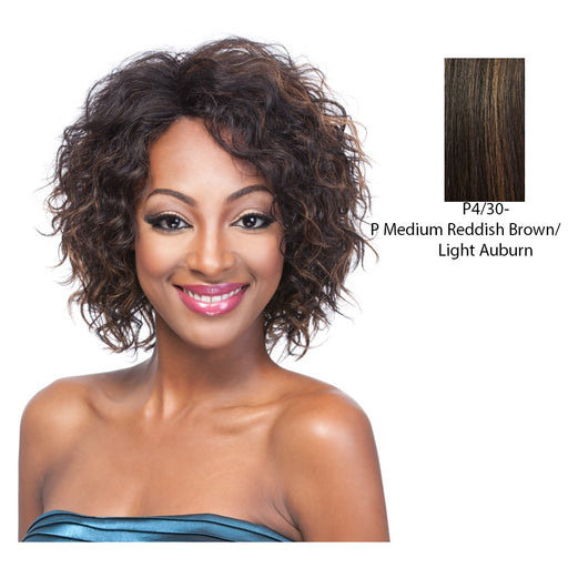 Cap Weave Human Hair Wig HH Freya,Medium Brown Base With Light Auburn Highlights
