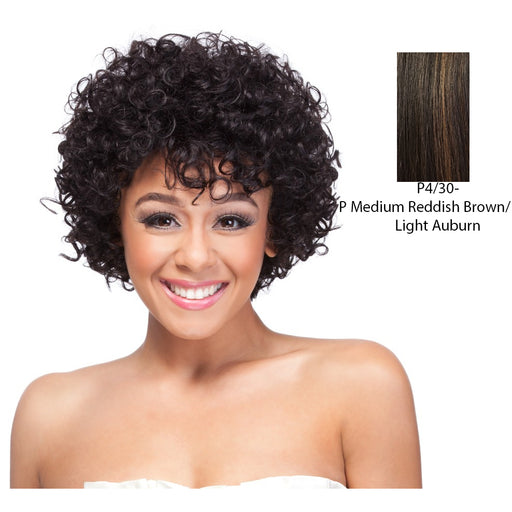 100 Percent Human Hair Wig HH Giselle,Medium Brown Base With Light Auburn Highlights