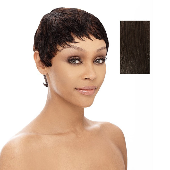 Molly Wig 100 Percent Human Hair Pixie Short ,Dark Brown