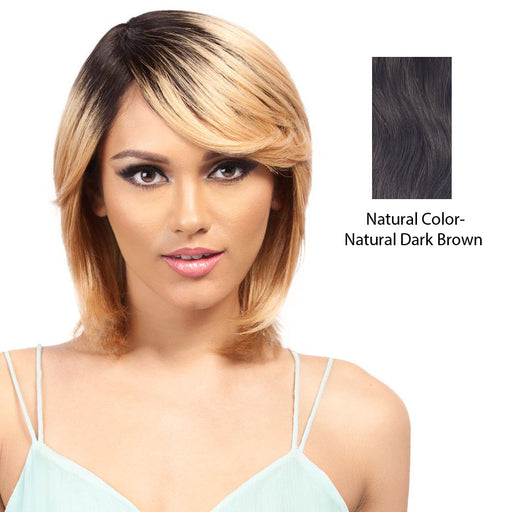 Remi Human 100% Brazilian Full Wig,Natural color (d. brown)