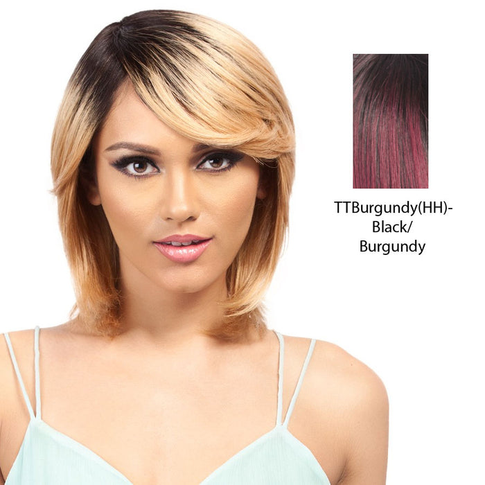 Remi Human 100% Brazilian Full Wig,Two tone off black/burgundy