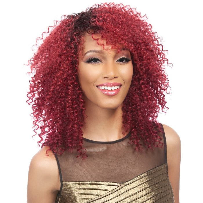 Salon Remi Natural Human Hair Wig,Black roots with burgundy