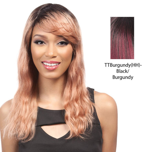 Salon Remi 100% Brazilian Human Hair Unprocessed Wig,Black roots with burgundy