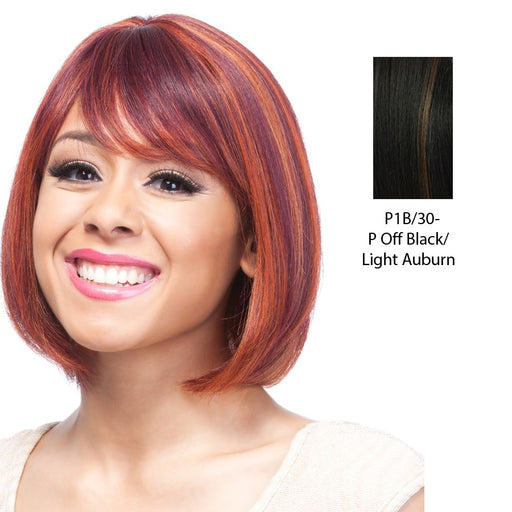 100% Human Hair Wig Human Hair Nia,Off black base with light auburn highlights