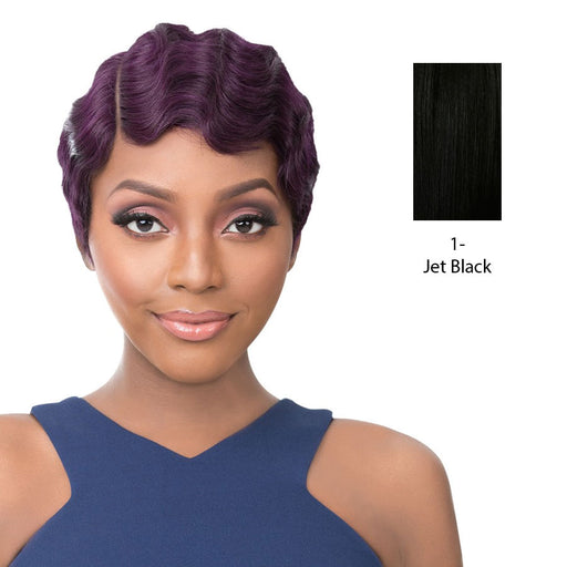 100% Human Hair Full Wig Side Lace Part,Black