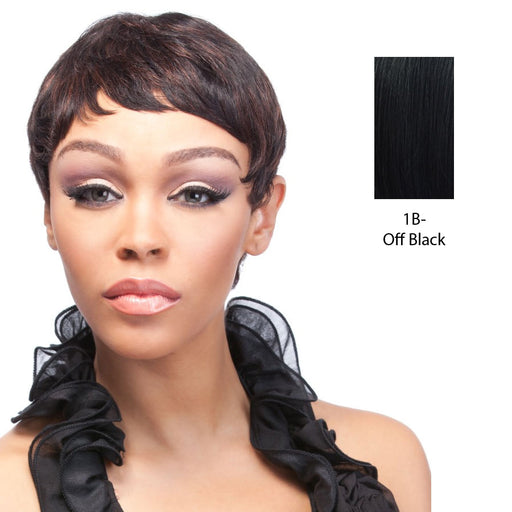 Human Hair Wig, Cap Size Medium, Length: Short,Off black