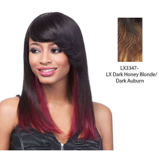 Luxurious Remi Wig,Two tone frost blend of dark auburn layer over dark honey blonde bottom