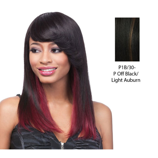 Luxurious Remi Wig,Off black base with light auburn highlights