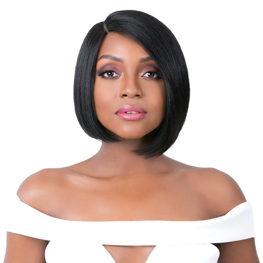 100% Human Hair 5" Deep Parting Lace Wig,Black