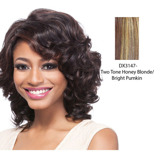 100% Human Hair Wig,Two tone frost blend of strawberry blonde and bright pumpkin layer over gold light auburn bottom