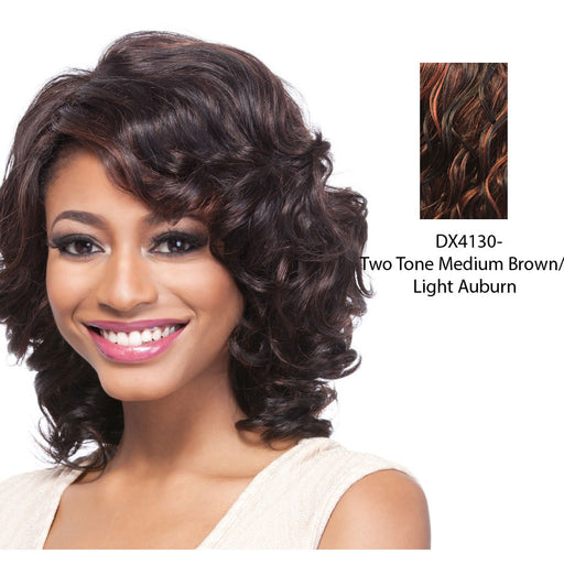 100% Human Hair Wig,Two tone frost blend of medium brown and light auburn with medium brown bottom