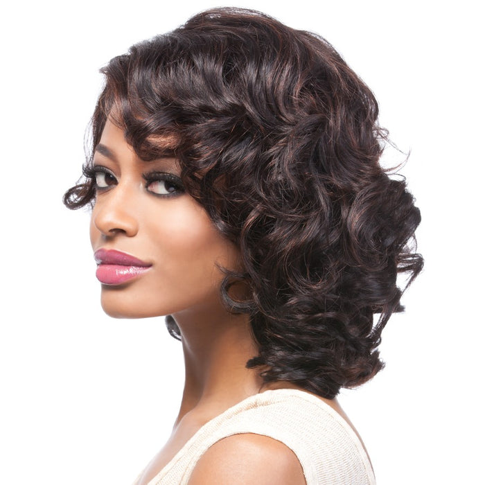 100% Human Hair Wig,Off black base with dark auburn highlights