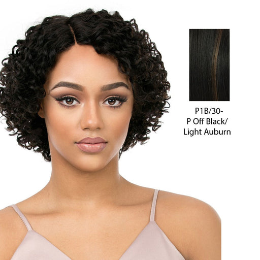 100% Human Hair Wig,Off black base with light auburn highlights