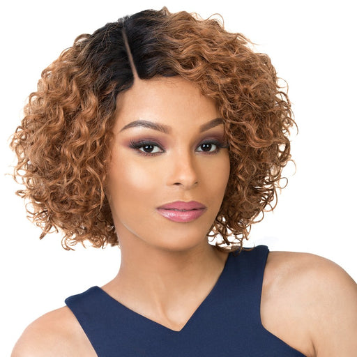 100% Human Hair Wig,Dark brown roots with light auburn