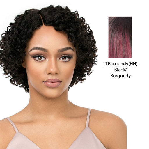 100% Human Hair Wig,Black roots with burgundy