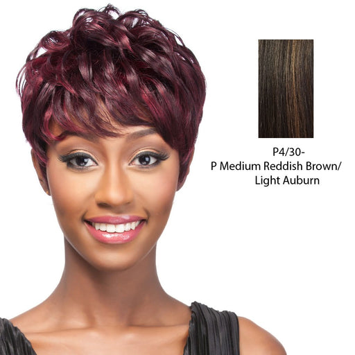 Human Hair Wig,Medium brown base with light auburn highlights