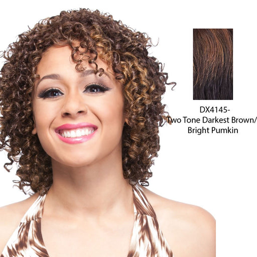 100% Human Hair Wig,Two tone frost blend of darkest brown and bright pumpkin gold