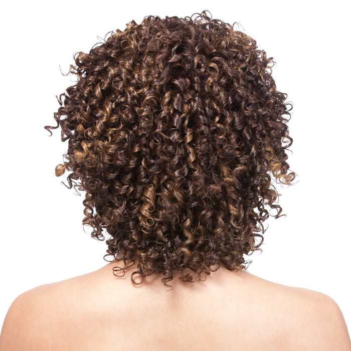 100% Human Hair Wig,Medium brown base with strawberry blonde highlights