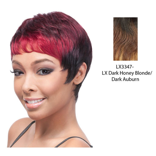 Human Hair Wig,Two tone frost blend of dark auburn layer over dark honey blonde bottom