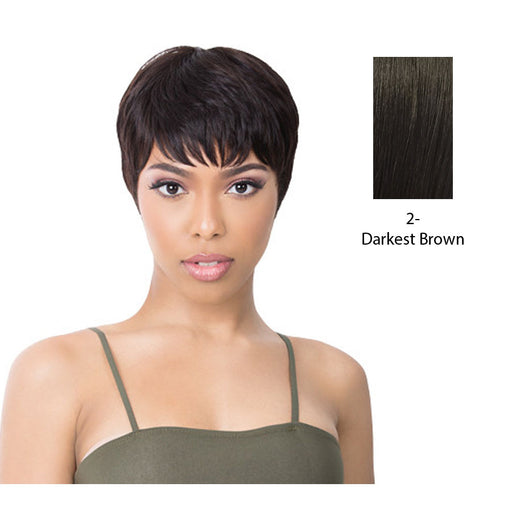 Human Hair Wig,Darkest brown