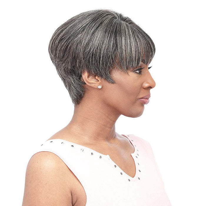 100 %Human Hair Full Wig,Off black with 50% gray