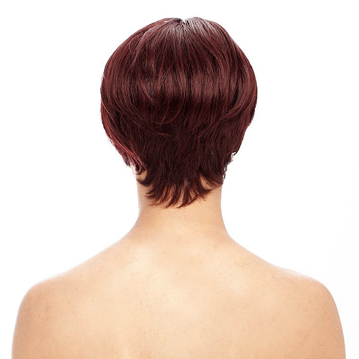 100 %Human Hair Full Wig,Blend of dark wine, dark strawberry blonde, and flame red