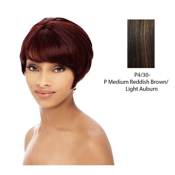 100 %Human Hair Full Wig,Medium brown base with light auburn highlights
