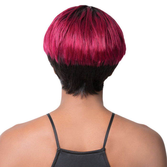 100% Human Brazilian Hair Wig Tata,Black roots with burgundy/1b
