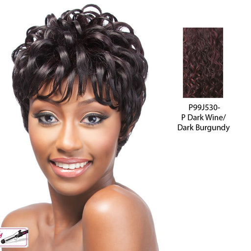 Cap Weave Human Hair Wig Human Hair Tataya,Streaked blend of deep wine and dark violet
