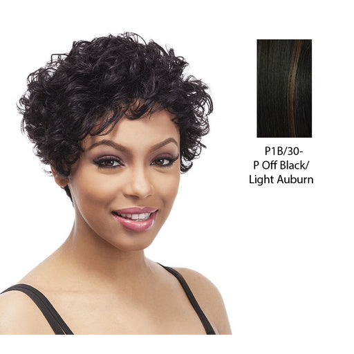 100% Human Hair Wig Theresa,Off black base with light auburn highlights