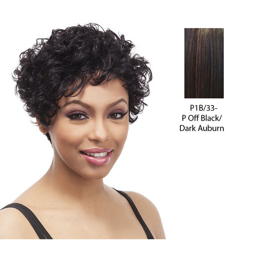 100% Human Hair Wig Theresa,Off black base with dark auburn highlights
