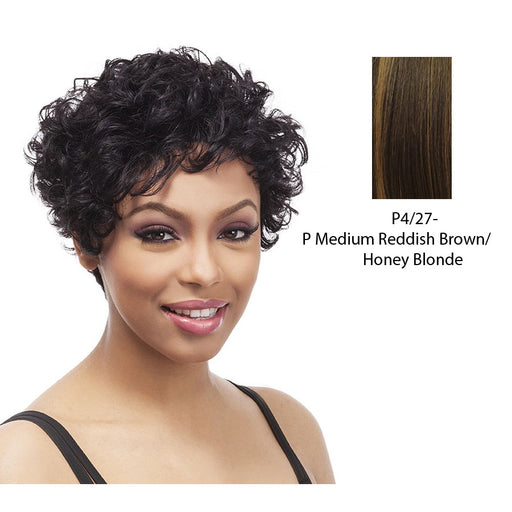 100% Human Hair Wig Theresa,Medium brown base with strawberry blonde highlights