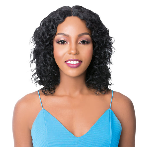 Brazilian Human Hair Swiss Lace Front Wig Wet N Wavy Mirror,Black